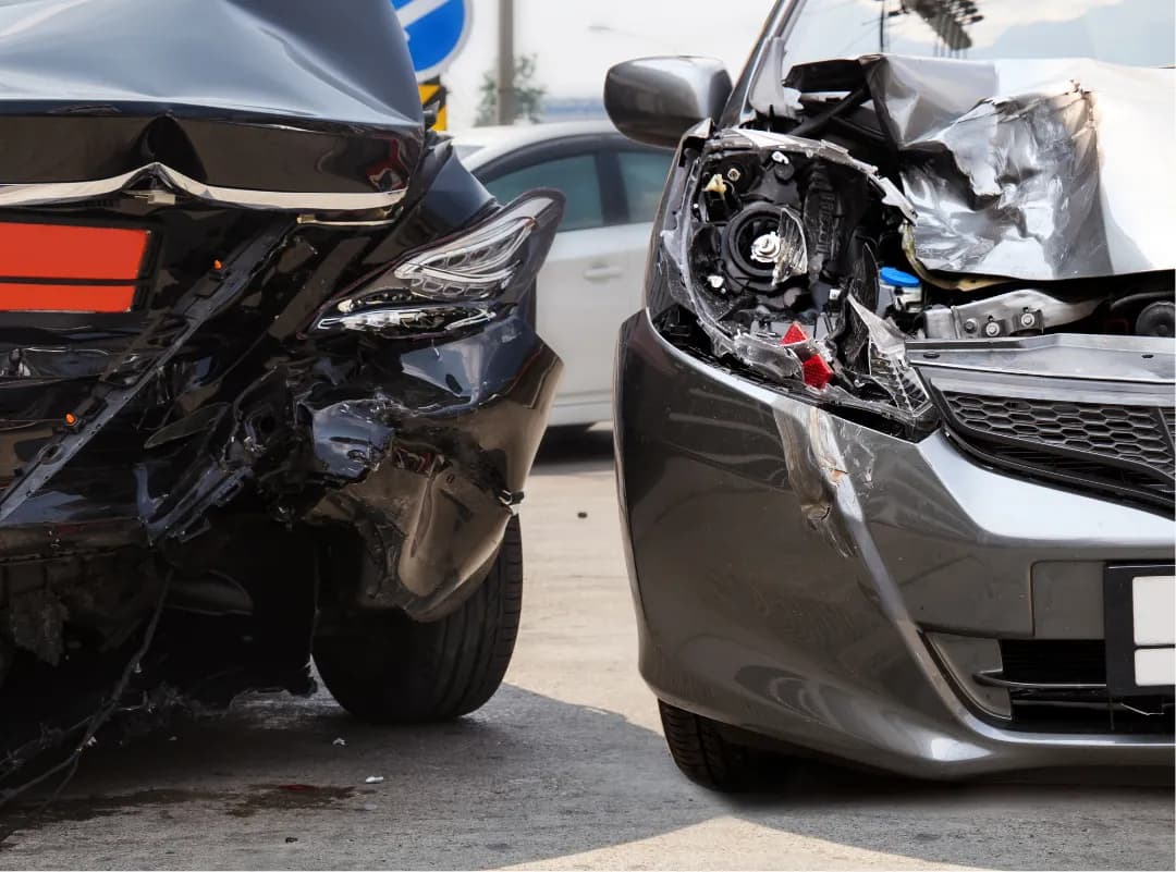 Two cars after a collision